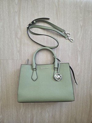 NWT Michael Kors Sheila Medium Center Zip Satchel Sage Green Vegan Leather