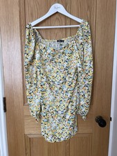 Boohoo Floral MIDI Dress Blue / Yellow - Party Summer  NWT 12