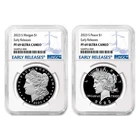 2023-S Proof $1 Morgan and Peace Silver Dollar 2pc Set NGC PF69UC ER Blue Label