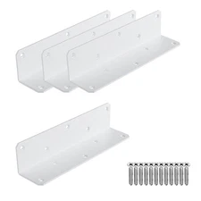 4PCS White 8x2x2 L-Brackets, Heavy Duty, 3mm Thick, Iron Corner, Screws