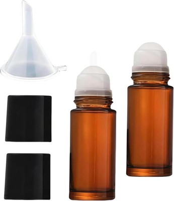 2Pcs Brown 50ML Glass Essential Oil Roller Bottles Refillable Roll on Bottles Em