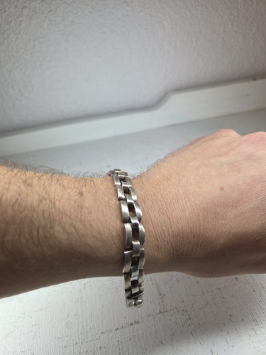 Vintage Taxco Sterling Silver Heavy Box Link Bracelet 925 Mexico Mexico Jewelry 