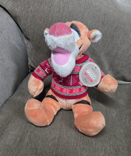 Disney Winnie The Pooh Cozy Sweater Tigger Plush 10" New Hallmark Christmas - Picture 5 of 6
