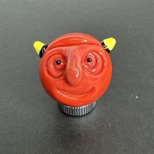 Arte Contemporáneo Hecho a Mano Vidrio Mármol 1.07" Diablo Rojo Sin usar, en Caja ¡Feliz Monstruo Firmado!