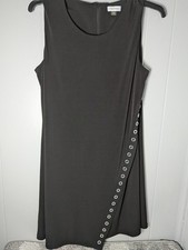 Calvin Klein Ladies Black With Silver Circles Dress Size 14 Sleeveless