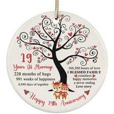 19 Years Love Story Ornament Happy 19th Anniversary Deer Couple Christmas Gift