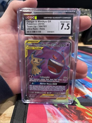 Gengar & Mimikyu GX Full Art TAG TEAM Ultra Rare Holo SM-Team Up 164/181 CGC 7.5