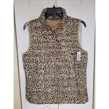 Leopard Print Puffer Vest Amazon Essentials- ...