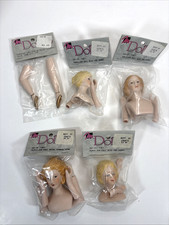 Lot of 4 1993 Mangelsen's Porcelain Lady Doll Heads, Heads 1 Pair of Legs, NIP