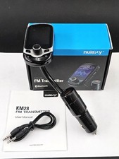 Nulaxy Bluetooth FM Transmitter Smart QC 3.0 KM28 Silver AUX USB TF Hands-Free