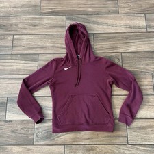 Nike Hoodie Womens XS Burgundy Pullover Sweatshirt Swoosh Pocket Athletic