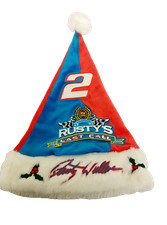 Nascar red blue Rusty's last call 2 1984 2005 embroidered Christmas hat One Size