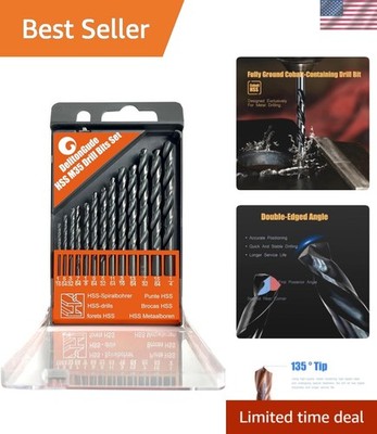 13Pcs 1/16''-1/4'' Cobalt Twist Drill Bit Set, M35 HSS Drill Bits for Steel,Cas...