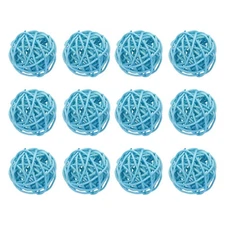 12 Pcs Wicker Rattan Balls 1.6 Inch Rattan Decorative Balls Light Blue