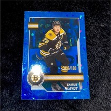 Topps 2025-26 NHL Sticker Album Charlie McAvoy #24 Blue Fragments Bruins /100