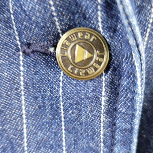 Blazer vintage Lizwear Liz Claiborne denim a righe lungo multi bottoni davanti taglia 6 - Foto 3 di 12