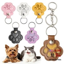 6 Pack Pet Fur Keepsake Keychain - Paw Shaped Leather - Cat Dog Hair Keepsake