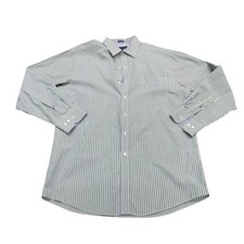 Tommy Hilfiger Dress Shirt Mens 16 32/33 Green Stripe Regular Fit Long Sleeve