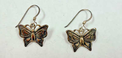 Designer Sterlingsilber Sandguss Schmetterling Ohrhänger [125DuW]