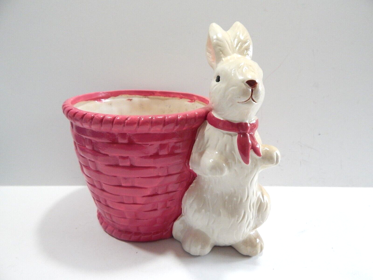 7.5" Ceramic Bunny Rabbit Planter Easter | eBay