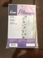 Plaid Bucilla Pillowcases, Butterflies Thread NOT Included, Brand New Sealed