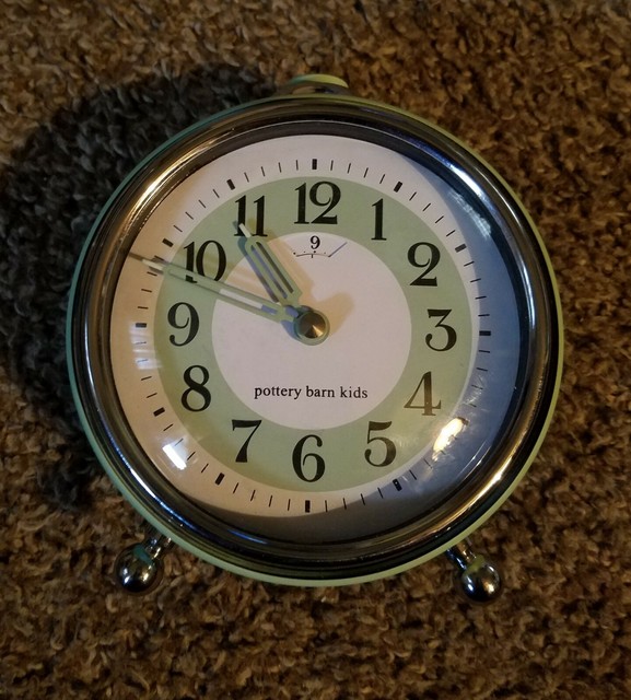 Pottery Barn Kids Retro Push Button Alarm Clock Battery Mint Green
