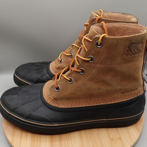Sorel Cheyanne Metro Lace Up Winter Duck Boots Waterproof Brown Men's Size 13