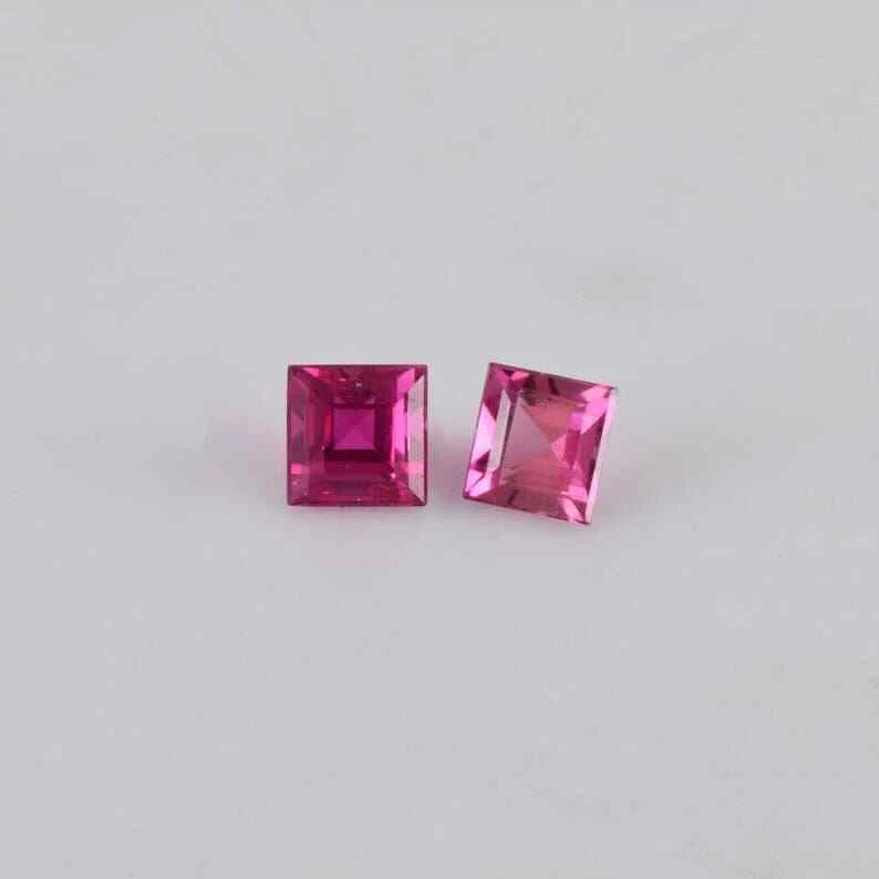 AAA Natural Pink Tourmaline 4mm Square Shape Faceted Cut Loose Gemstone 10 Pcs - Image 2 of 4