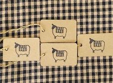 PRIMITIVE AMERICANA SHEEP HANG TAGS SET OF 12 GIFT TAGS FARMHOUSE