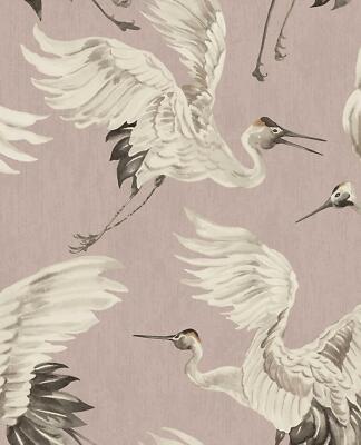 Eijffinger Tapete 317352 Oasis rosa weiß Vögel Reiher Vogel Vliestapete Vlies