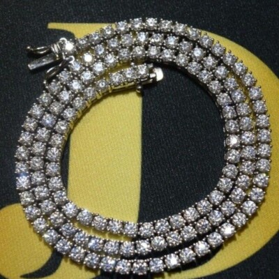 3 mm - 18 Zoll VVS1 Authentische MOISSANIT Tennis Kette Halskette Massiv 925 Silber