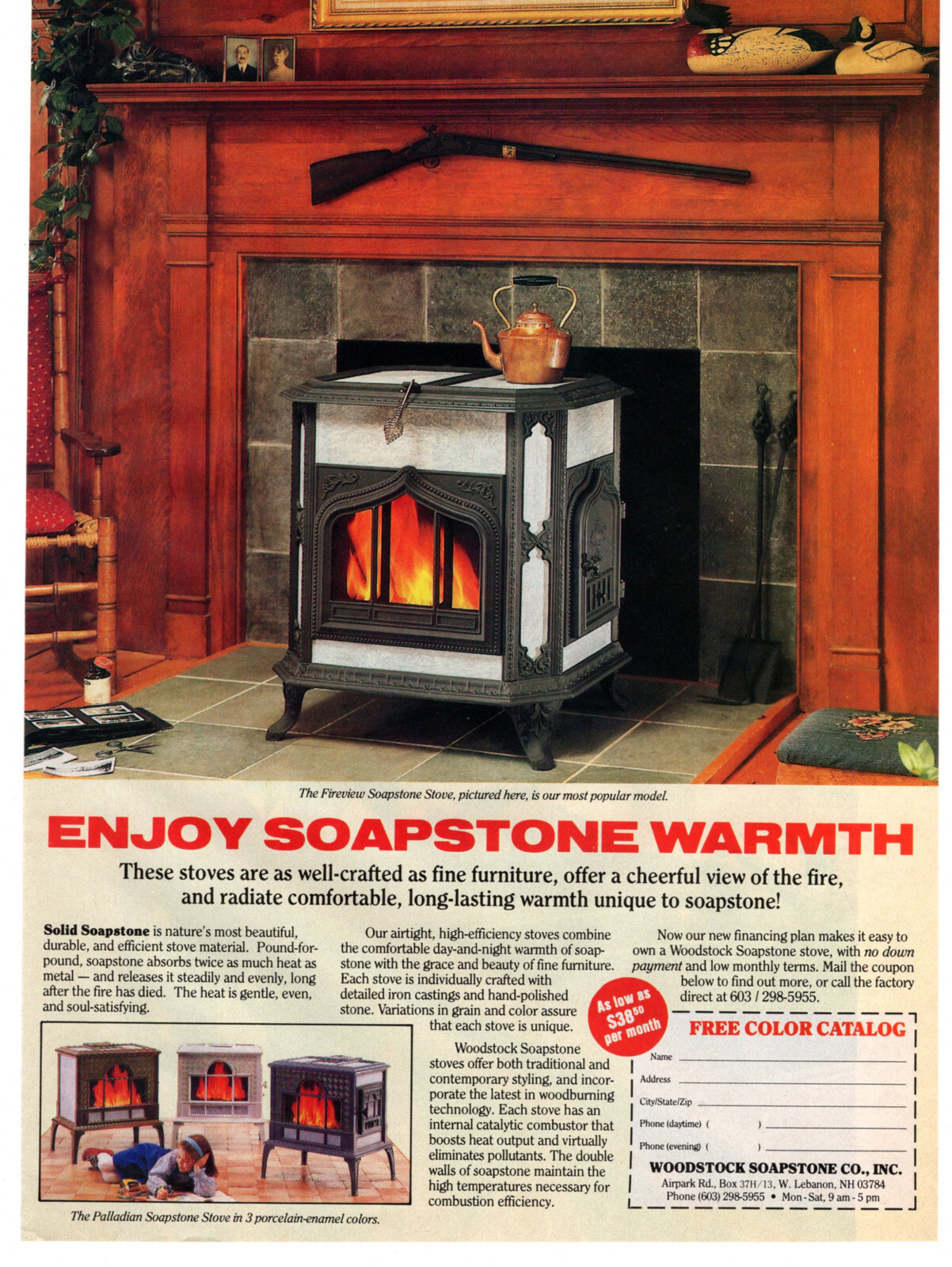 WOODSTOCK SOAPSTONE Wood Stoves 1989 Vintage Print Ad Original Man Cave  Decor | eBay