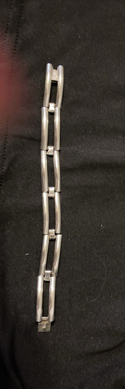 Big Beautiful Solid Sterling Silver 925 Link Brac… - image 6