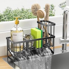 Kitchen Sink Caddy, Sponge Holder for Sink with High Brush Holder, Rustproof