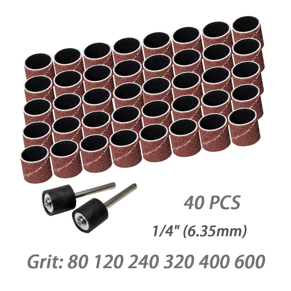 TOVOT 212 Pcs Drum Sanders Set Mix Grit 600 Grit ,320 Grit,240 Grit,180 Grit Sanding Bands with 1/8' Shank for Dremel Tools