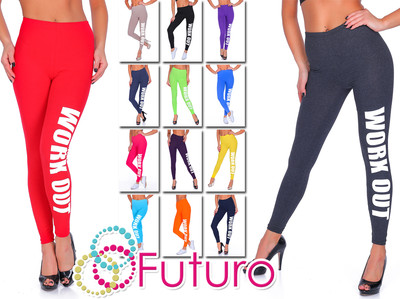 Workout bedruckt in voller Länge Baumwolle aktive Leggings Jogger Fitnessstudio UK Lager