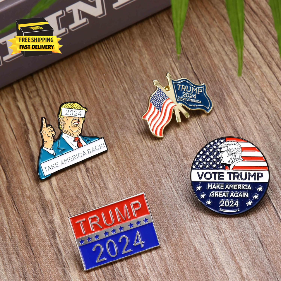 Trump Pins 2024, Trump Merch Enamel Pins Bulk Trump Brooch Pin American