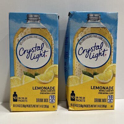 Crystal-Light On The Go Drink Mix, Lemonade, 2 Pack, 10 On-The-Go Packets Each