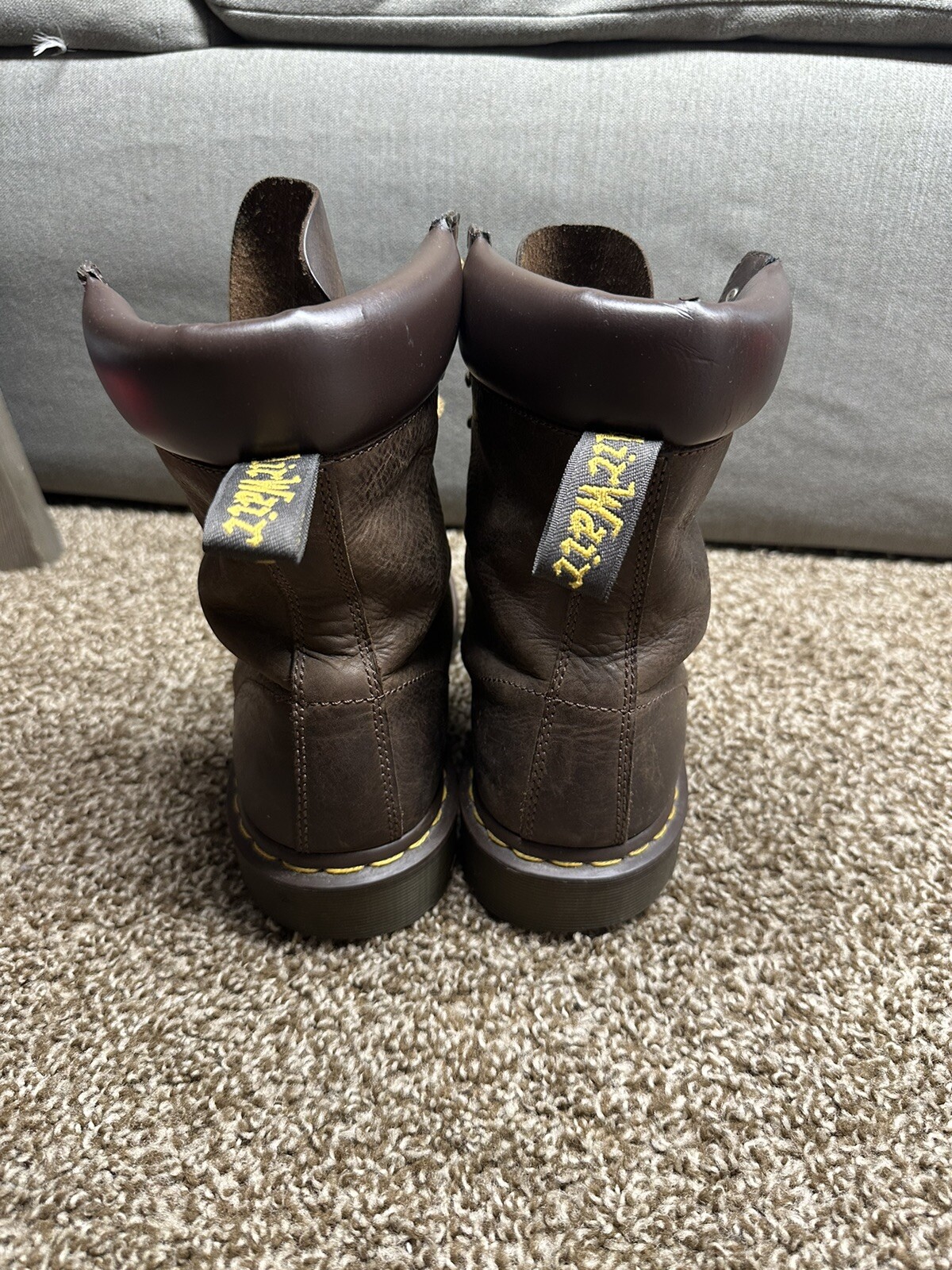 SAOLA Doc Martens Stivali Uomo Pelle Marrone PADTEN Airwair Rimbalzanti Dr Sole Taglia 11