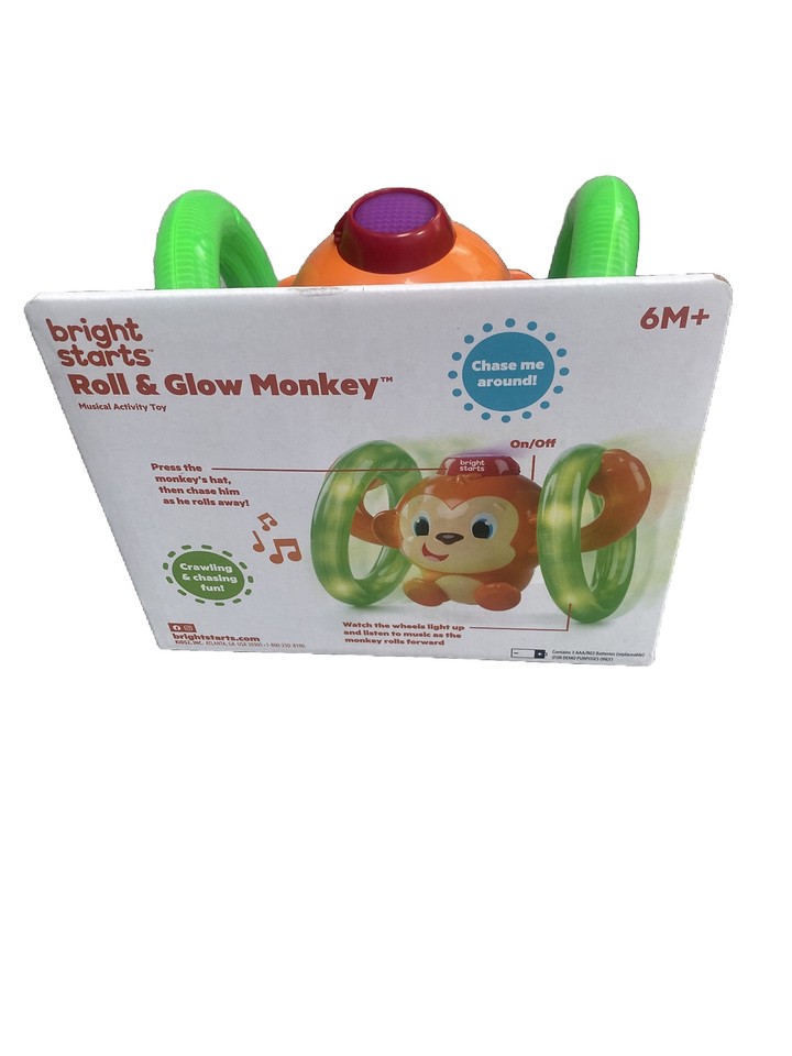 Baby Toys Bright Starts Lights Baby Roll Glow Monkey Crawling Toys