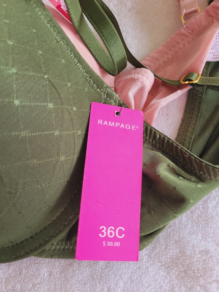 Sujetador Push Up Acolchado Rampage PACK 2 NUEVO CON ETIQUETAS Talla 36C Rosa y Verde  Foto 3 de 4