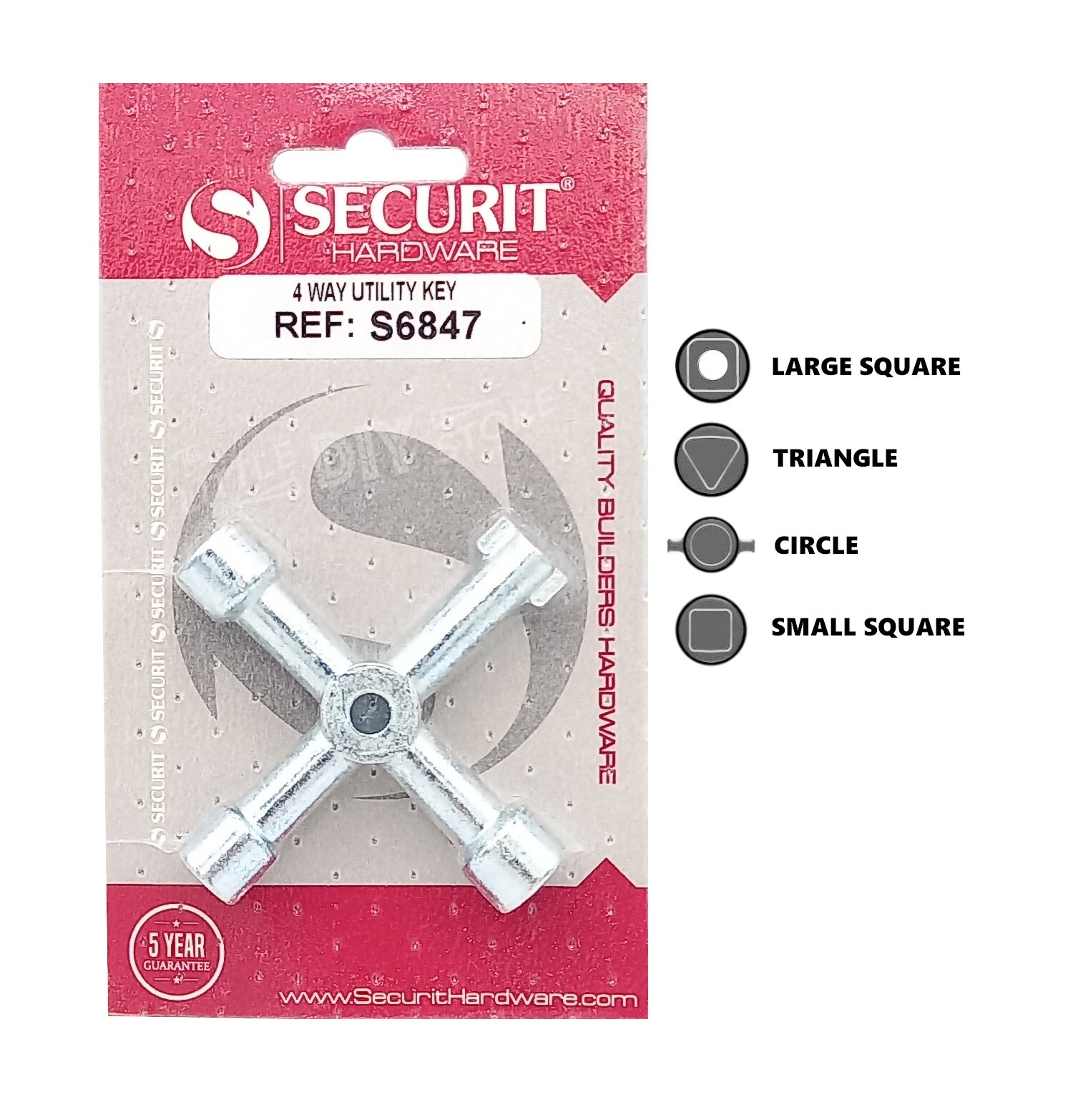 Utility Key for Gas Electric Cabinet Box Radiator 4 Way Service Lock Heavy Duty