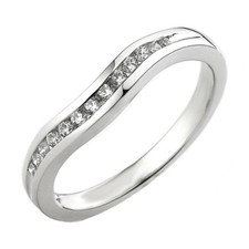 0.20 CT 14K White Gold Round Diamond Ladies Anniversary Wedding Band Guard Ring