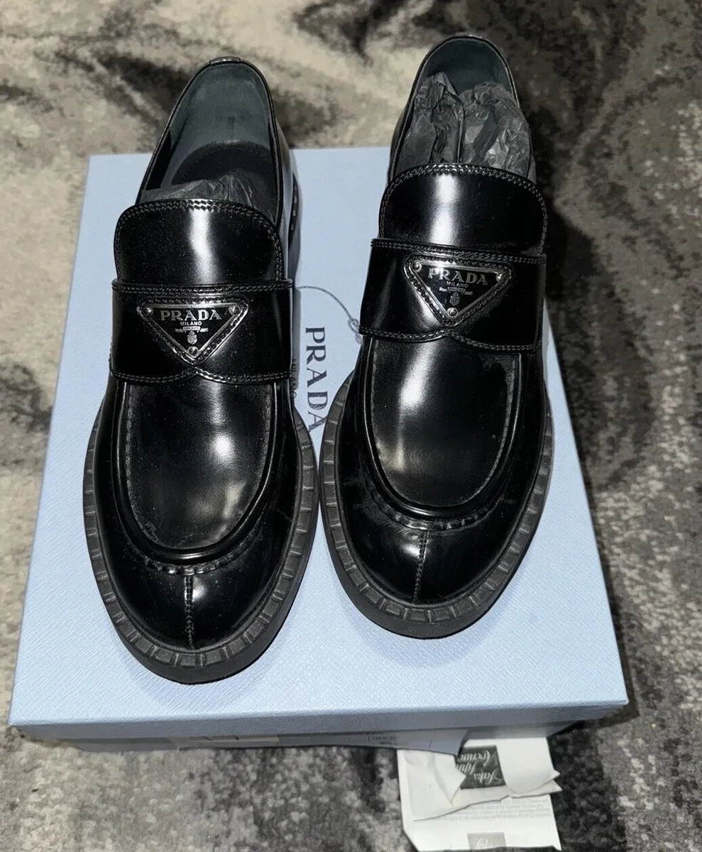 Prada black loafers womens cheap