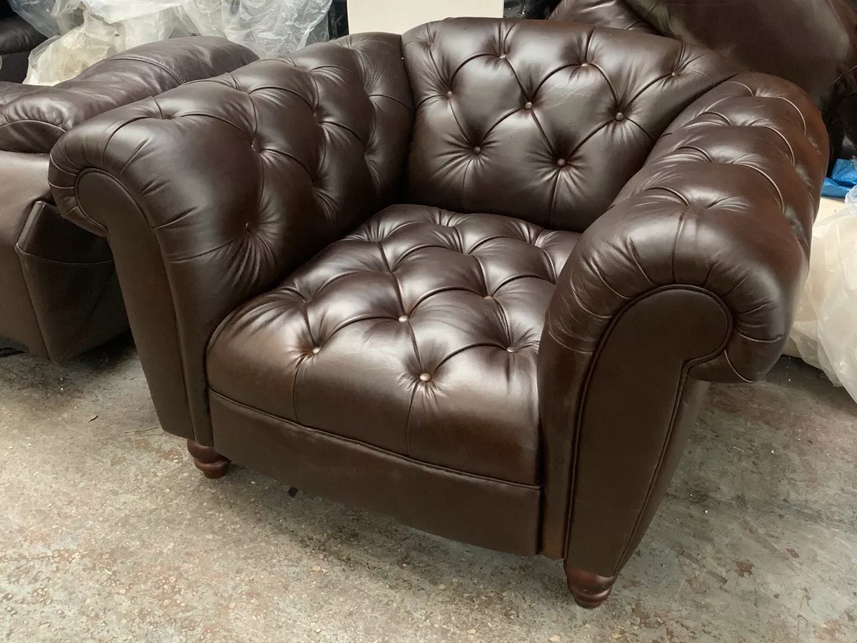 john Lewis Dark Brown Leather Chesterfield Chair