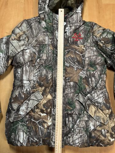 RealTree Xtra Womens M Hooded Coat Puffer Jacket Fur Camo Full Zip Jacket Parka - Picture 5 of 11