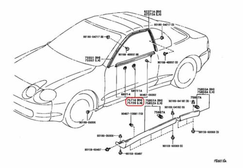 Moldeo del cinturón de puerta delantera Toyota Celica 1994-1999 GT ST202 ST205 genuino NUEVO - Imagen 6 de 6