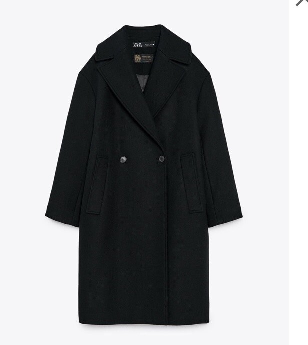 ZARA MANTECO ウール ロングコート ZARA Women Black Oversized Manteco Wool Blend Coat Size L