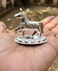 925 Silver Hindu Religious Shani Devs Horse, Ghoda Idol Statue, 10.4 gm, 4.4 cm