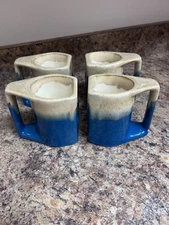 Vintage Rodolfo Padilla Drip Glaze Collectible Pottery Mugs Signed (Set of 4)